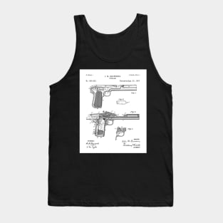 Browning Pistol Patent - Gun Lover Military Fan Art - White Tank Top